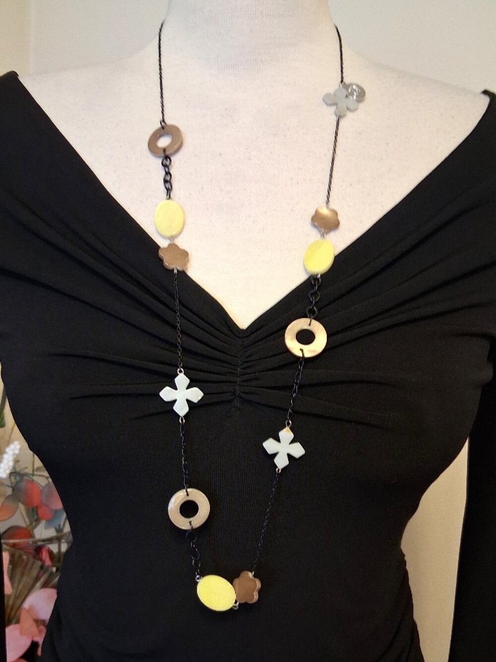 Sandwich Amsterdam Long Colorful Beaded Statement Necklace European Wearable Art